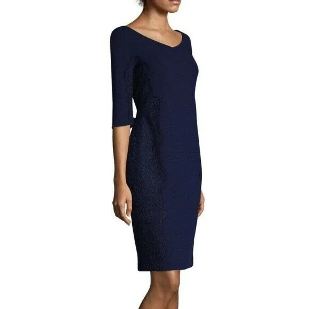 Lafayette 148 Alexia Lace Trim Sheath Dress NWOT